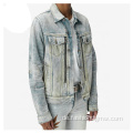 Custom Denim Bomber Jacke gewaschene Taschenmänner Denim Denim